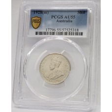 AUSTRALIA 1928 . ONE 1 SHILLING . PCGS AU55